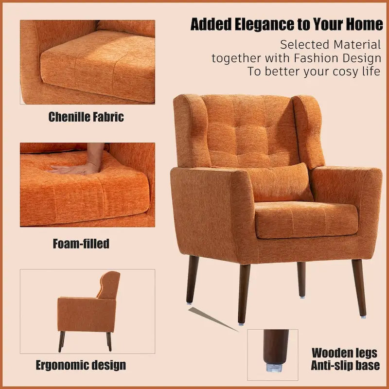 Fauteuil d'appoint moderne rembourré en mousse, fauteuil de salon confortable pour la lecture