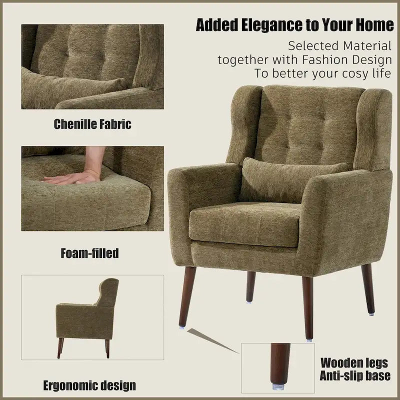 Fauteuil d'appoint moderne rembourré en mousse, fauteuil de salon confortable pour la lecture