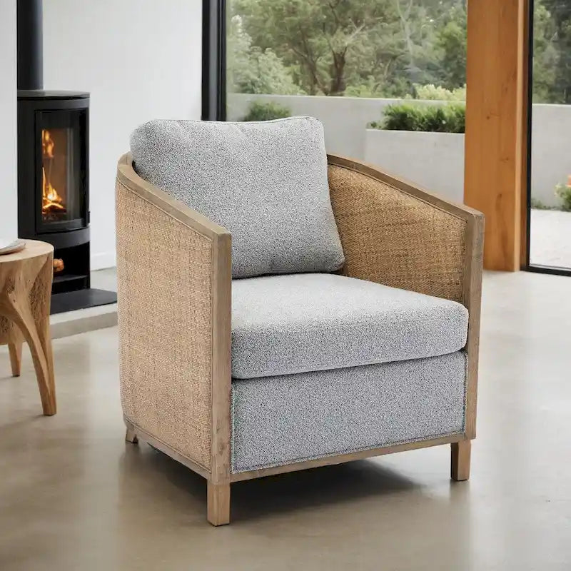 Fauteuil pivotant avec design en rotin, fauteuil canapé en cuir, fauteuil club avec oreiller, fauteuil de loisirs pour le salon