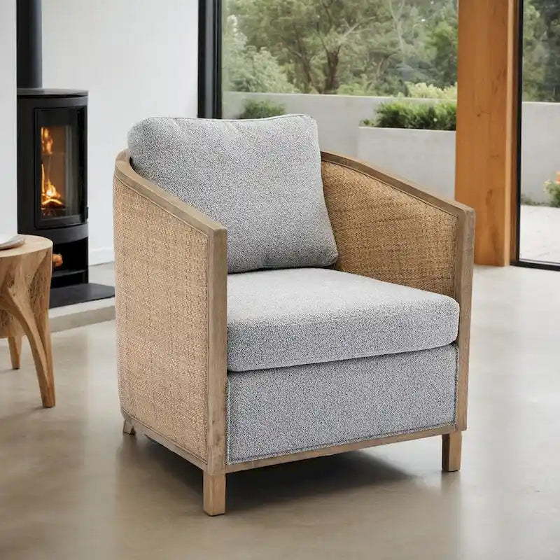Fauteuil pivotant avec design en rotin, fauteuil canapé en cuir, fauteuil club avec oreiller, fauteuil de loisirs pour le salon