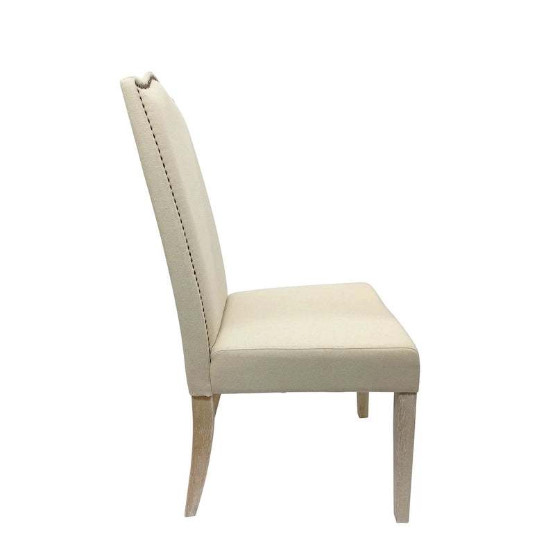 Chaise Parson - Bois flotté naturel - Revêtement en lin
