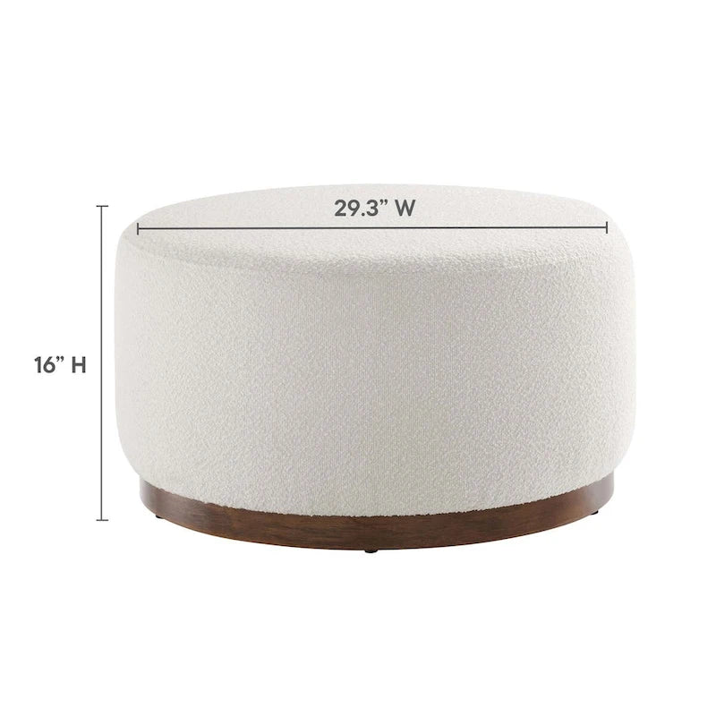 Grand pouf ottoman rond en bouclette 23/29/38