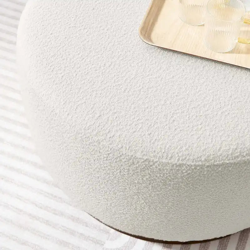 Grand pouf ottoman rond en bouclette 23/29/38