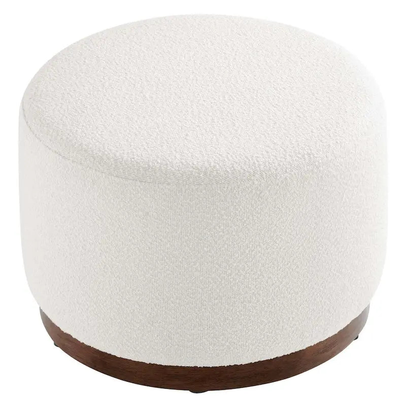 Grand pouf ottoman rond en bouclette 23/29/38