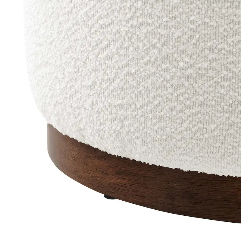 Grand pouf ottoman rond en bouclette 23/29/38