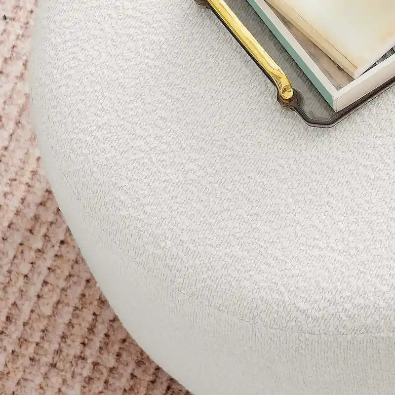 Grand pouf ottoman rond en bouclette 23/29/38