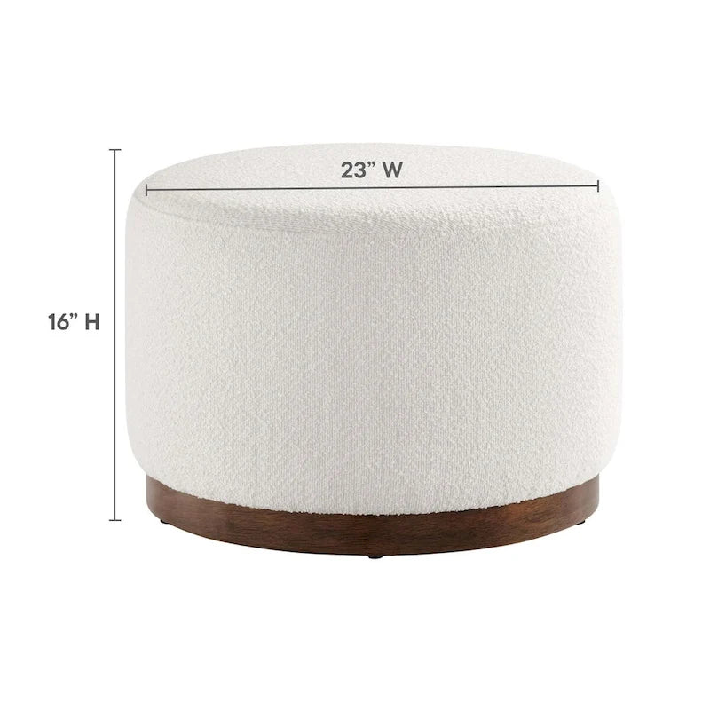 Grand pouf ottoman rond en bouclette 23/29/38