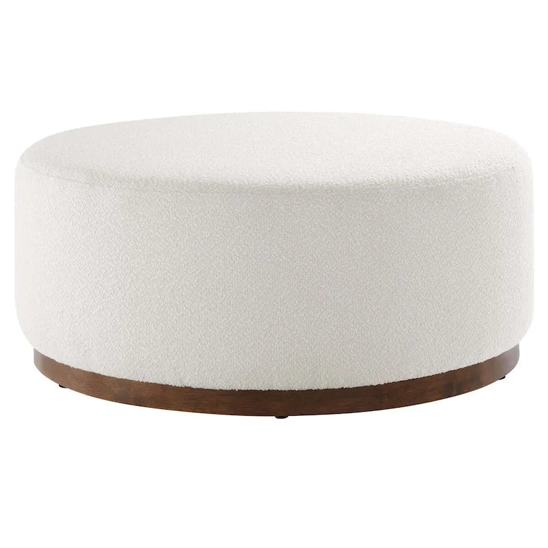 Grand pouf ottoman rond en bouclette 23/29/38