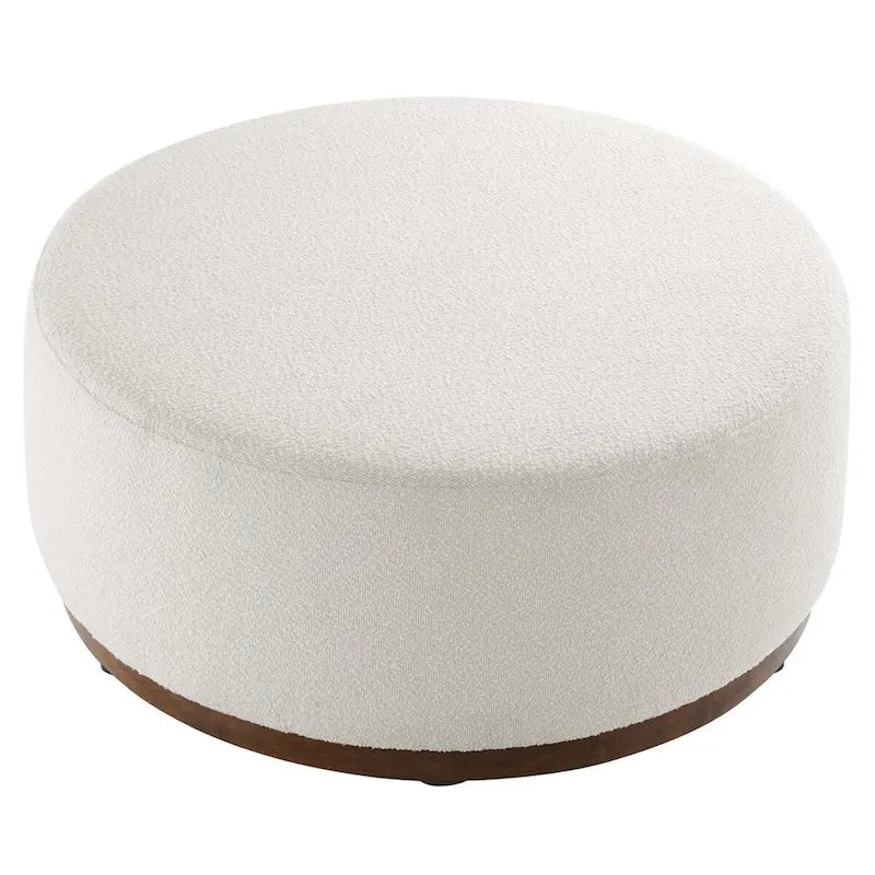 Grand pouf ottoman rond en bouclette 23/29/38