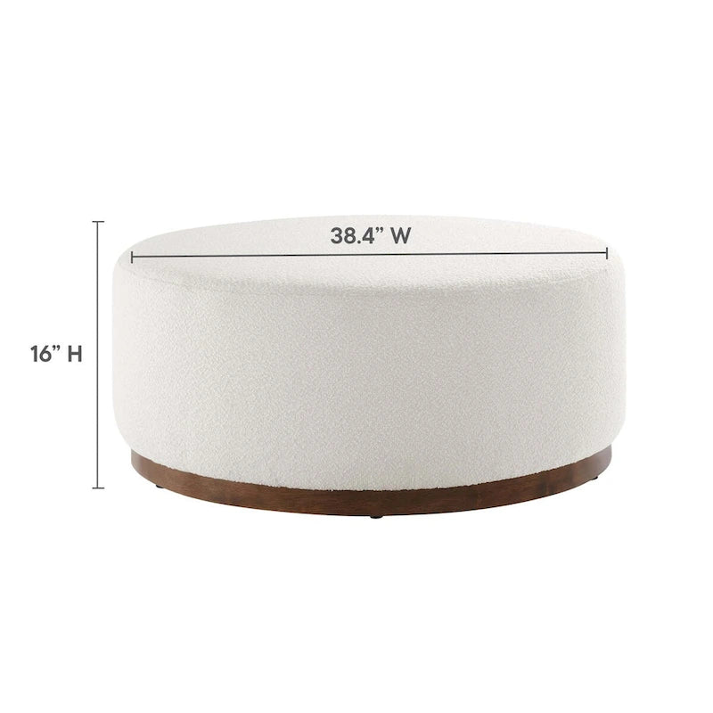 Grand pouf ottoman rond en bouclette 23/29/38