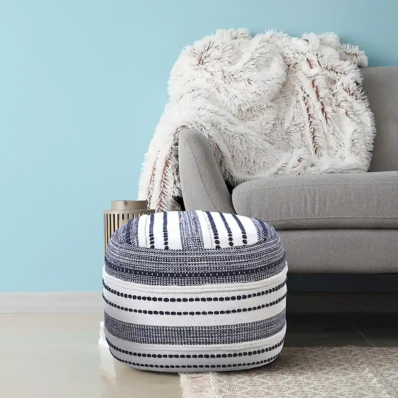 18 Ottoman 100 % Coton Bleu