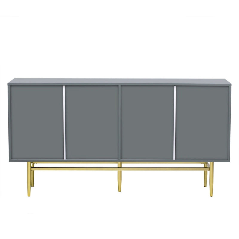 Buffet moderne élégant à 4 portes avec poignées en métal doré pour salle à manger, salon, chambre, couloir