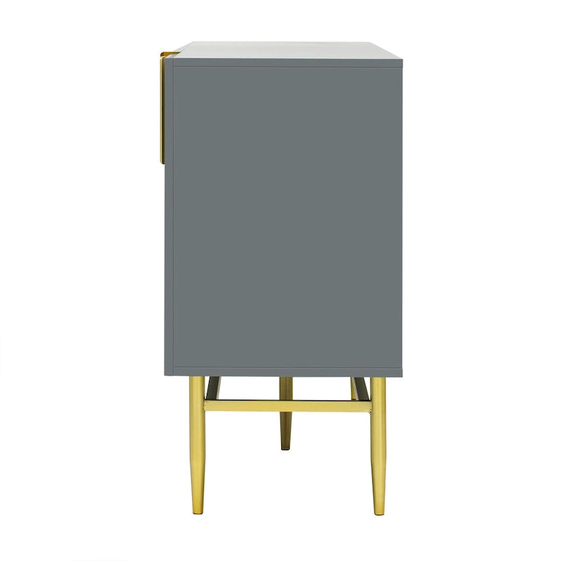 Buffet moderne élégant à 4 portes avec poignées en métal doré pour salle à manger, salon, chambre, couloir