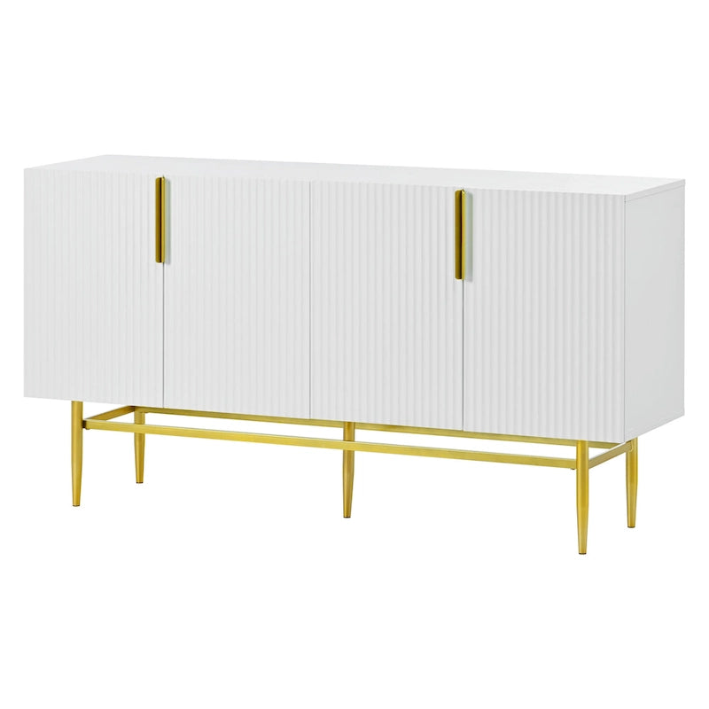 Buffet moderne élégant à 4 portes avec poignées en métal doré pour salle à manger, salon, chambre, couloir