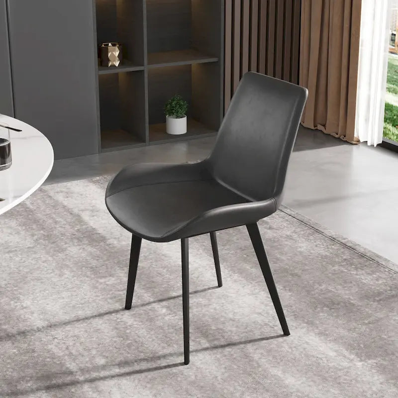 Chaises de salle à manger marron Mid-Century (Lot de 2) Chaises d'appoint rembourrées en similicuir