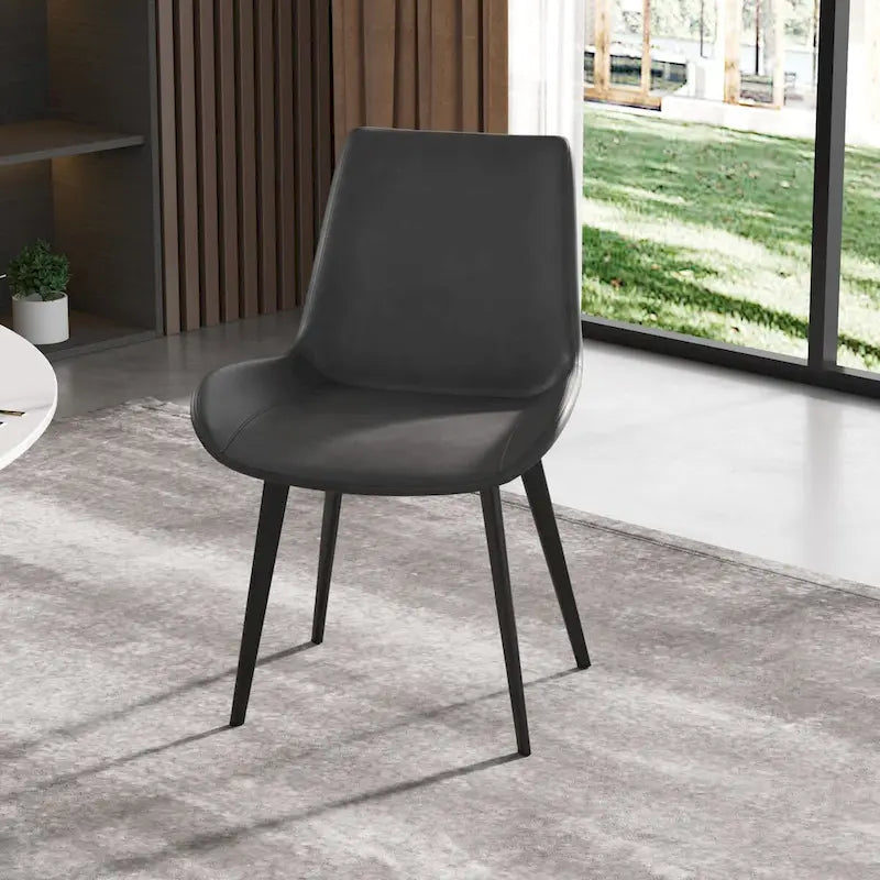 Chaises de salle à manger marron Mid-Century (Lot de 2) Chaises d'appoint rembourrées en similicuir