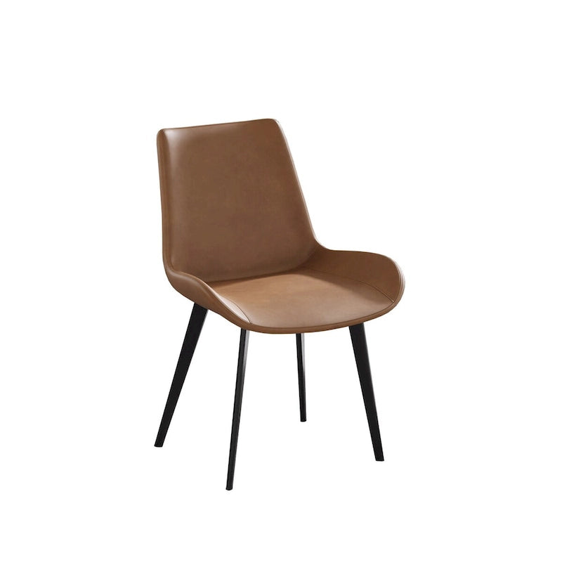 Chaises de salle à manger marron Mid-Century (Lot de 2) Chaises d'appoint rembourrées en similicuir