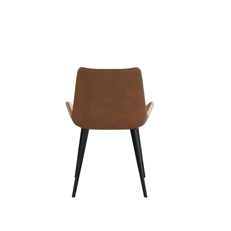 Chaises de salle à manger marron Mid-Century (Lot de 2) Chaises d'appoint rembourrées en similicuir