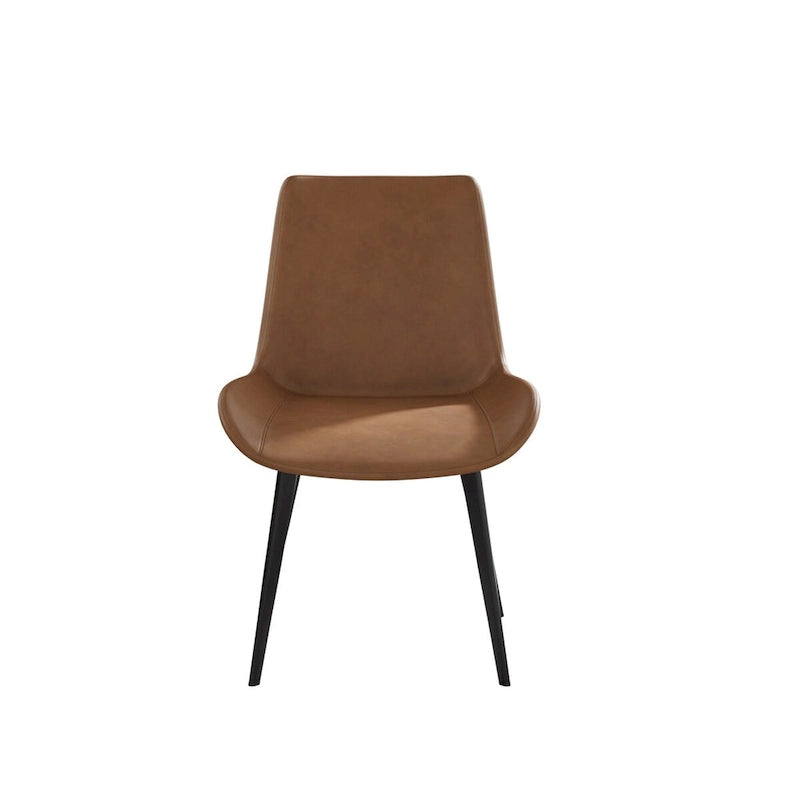 Chaises de salle à manger marron Mid-Century (Lot de 2) Chaises d'appoint rembourrées en similicuir