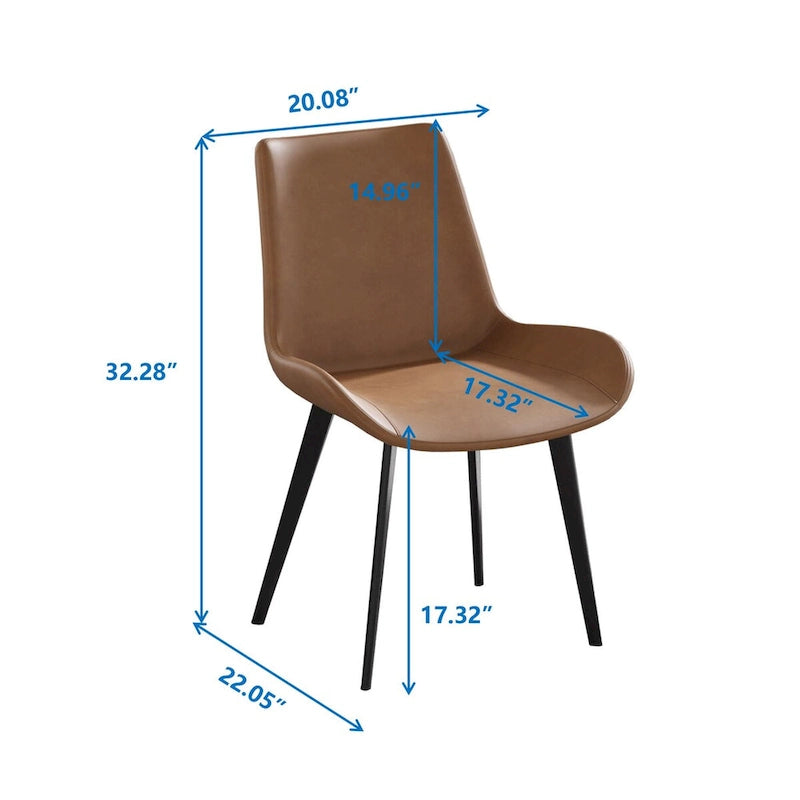 Chaises de salle à manger marron Mid-Century (Lot de 2) Chaises d'appoint rembourrées en similicuir