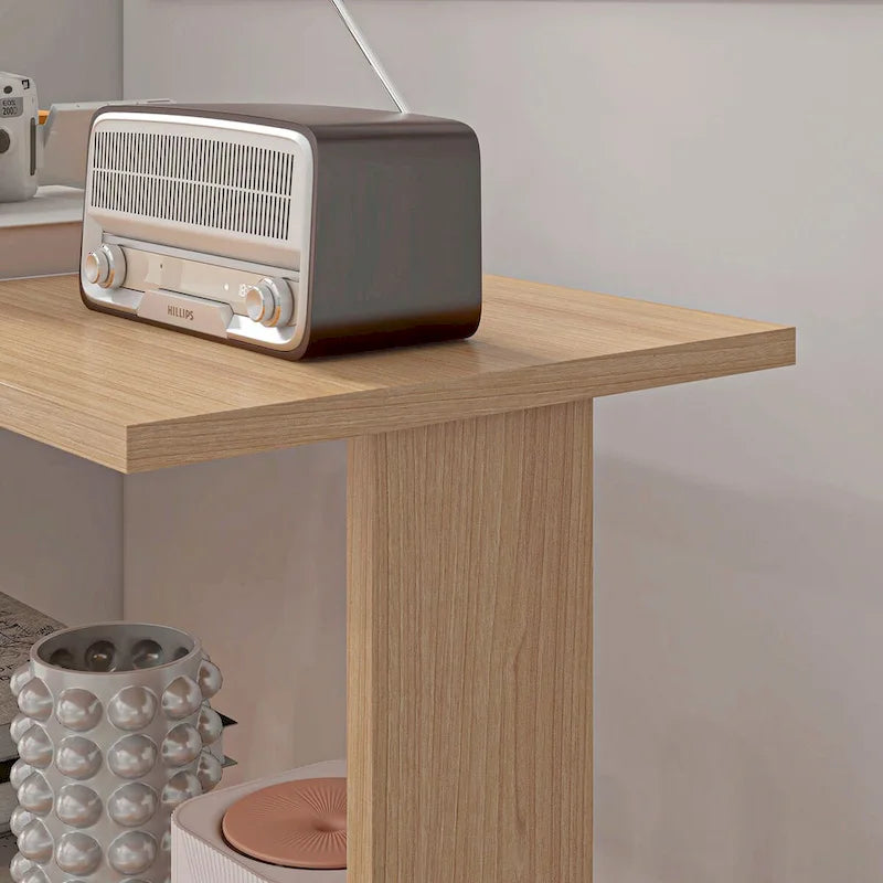 Bureau d'angle en L, bureau d'ordinateur rotatif à 360 degrés avec étagères de rangement, poste de travail avec table d'écriture