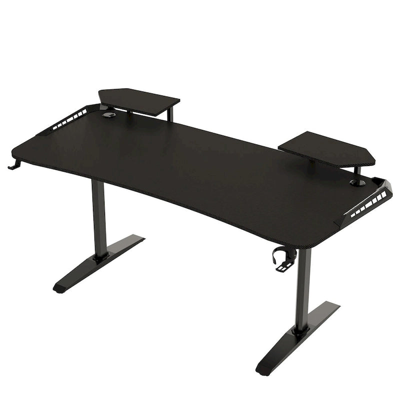 Bureau Gamer 71 pouces avec étagère pour moniteur, éclairage LED et tapis de souris